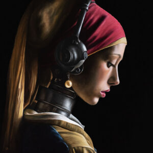 realism oil painting of a jar of candy corn with black background - realistic portrait by George Ayers