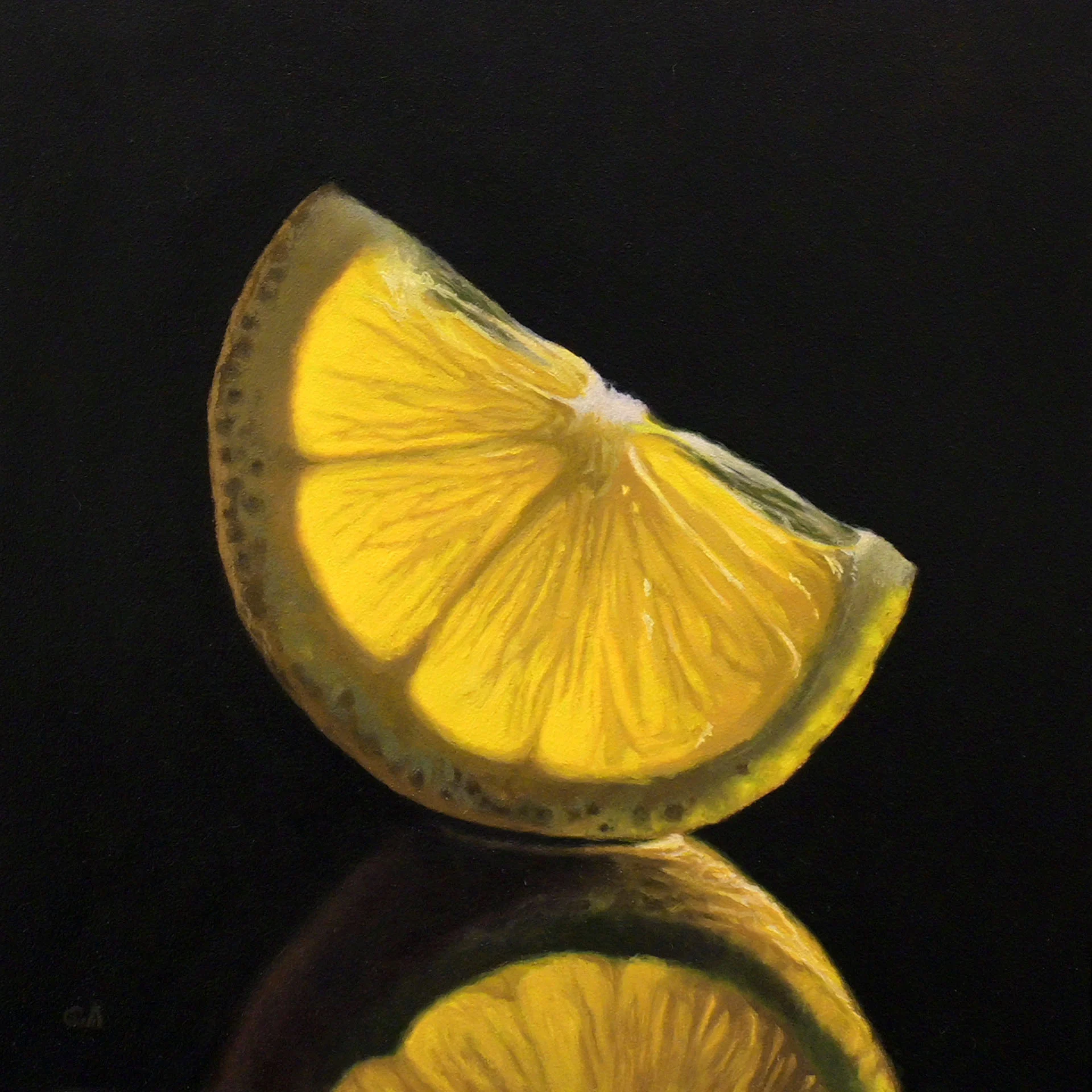 Lemon Wedge, oil painting by George Ayers
